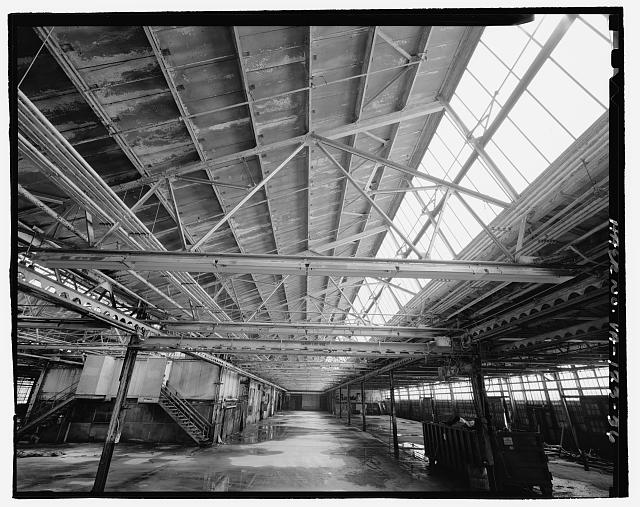 Ford Alexandria Plant INTERIOR, SERVICE BUILDING, DETAIL VIEW LOOKING UP FROM WEST AT TRUSSES IN CENTRAL BAY