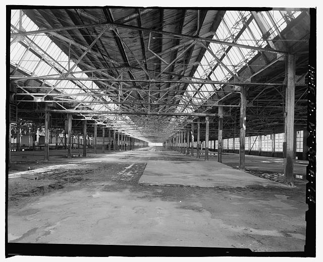Ford Edgewater Assembly Plant SECOND FLOOR, NORTH MONITOR INTERIOR AND CONCRETE RAMP AT SITE OF TRUCK DEOXIDIZING DRY OVEN AND DEOXIDIZING WASH RACK, TO NORTHWEST FROM BAY 46