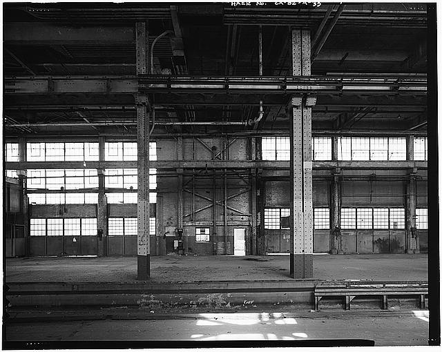 Ford Long Beach Assembly Plant LOOKING EAST ACROSS INTERIOR RAIL SPUR NEAR FREIGHT ELEVATOR. 