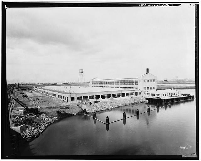Ford Long Beach Assembly Plant 1930 OVERALL VIEW OF THE FORD MOTOR COMPANY ASSEMBLY PLANT FROM THE HENRY FORD BRIDGE, PRIOR TO CONSTRUCTION OF THE PRESSED STEEL BUILDING 