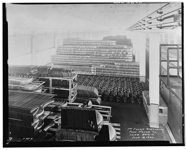 Ford Long Beach Assembly Plant Jun 18, 1930, INTERIOR-WAREHOUSE, 1ST FLOOR, STORAGE OF AUTOMOBILE COMPONENTS