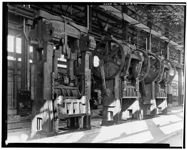 Ford Long Beach Assembly Plant Dec 15, 1930, INTERIOR-PRESSED STEEL BUILDING, PRESSED STEEL MACHINERY 