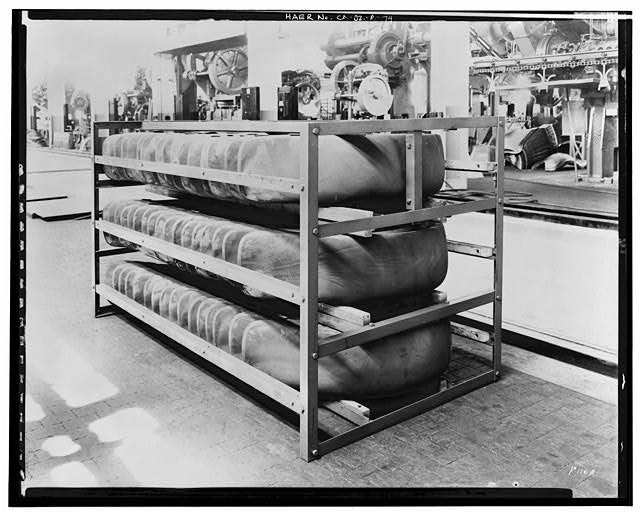 Ford Long Beach Assembly Plant May 22, 1931, INTERIOR-PRESSED STEEL BUILDING, SHOWING FENDER CRATE 