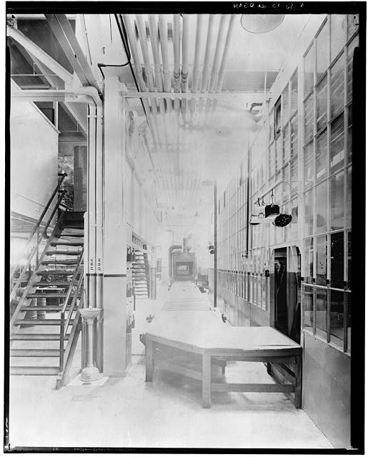 Ford Long Beach Assembly Plant Apr 13, 1930, INTERIOR-ASSEMBLY BUILDING, BURNOFF, LOAD END OF ENAMEL OVEN