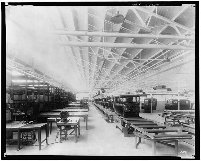 Ford Long Beach Assembly Plant Apr 13, 1930, INTERIOR-ASSEMBLY BUILDING, BACK TRIM LINE