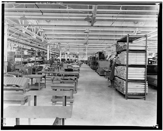 Ford Long Beach Assembly Plant Apr 13, 1930, INTERIOR-ASSEMBLY BUILDING, BODY AND CUSHION LINE 