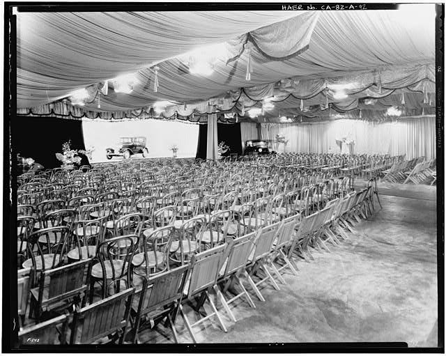 Ford Long Beach Assembly Plant Mar 29, 1932, INTERIOR-ASSEMBLY BUILDING, STAGE AND EXHIBITION ROOM