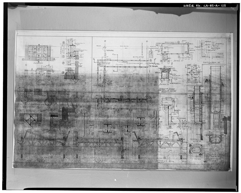 1929, ASSEMBLY BUILDING; FORD MOTOR COMPANY; TUNNELs TRUSSES UNDER TANK, ETC.