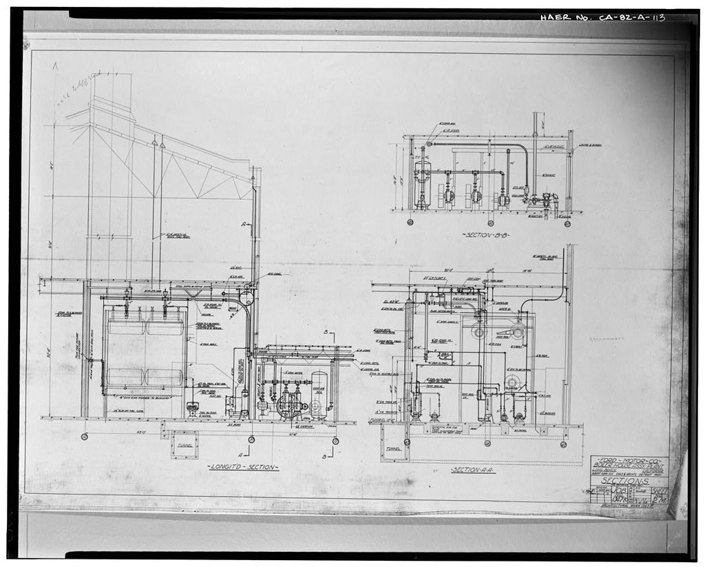 1929, FORD MOTOR COMPANY; BOILER HOUSE ASSEMBLY PLANT; SECTIONS