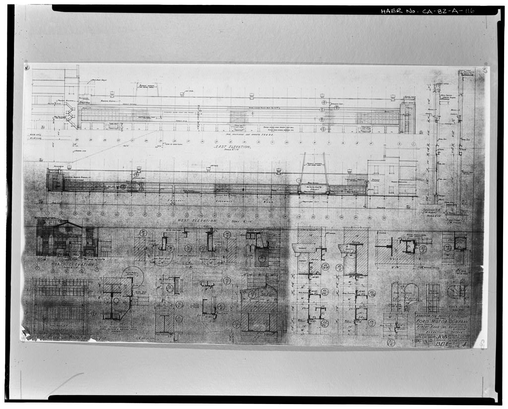 1930, ADDITION FOR PRESSED STEEL DEPARTMENT FOR THE FORD MOTOR COMPANY; ELEVATIONS, DETAILS 