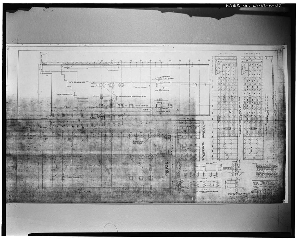 1927, DOCK; FORD MOTOR COMPANY; DECK PLAN OF DOCK