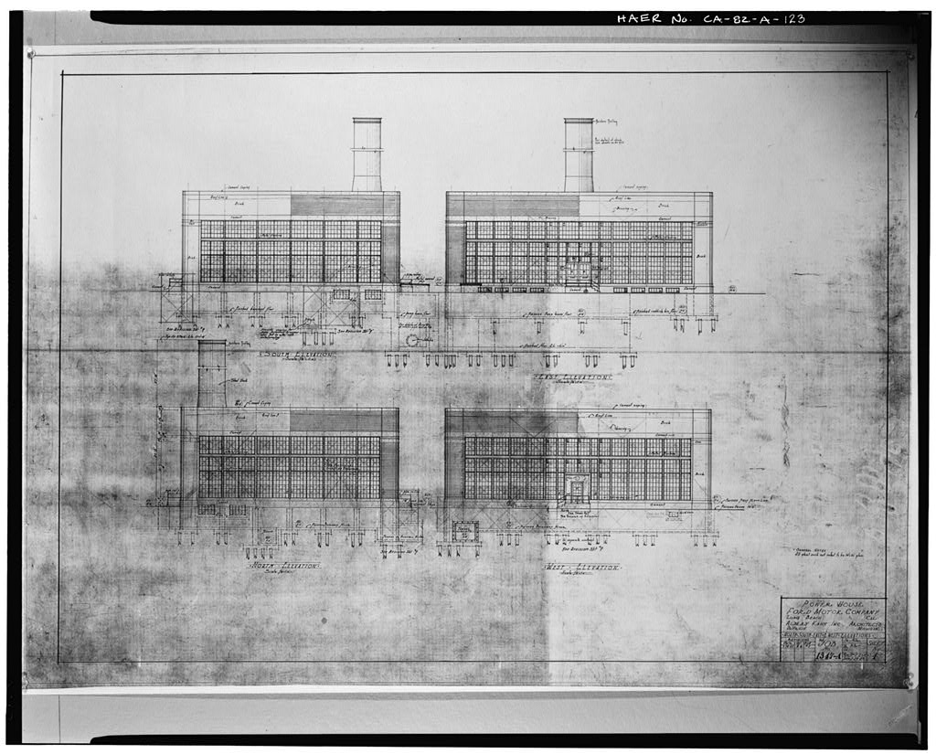 1927, POWER HOUSE; FORD MOTOR COMPANY; NORTH, SOUTH, EAST, AND WEST ELEVATIONS 