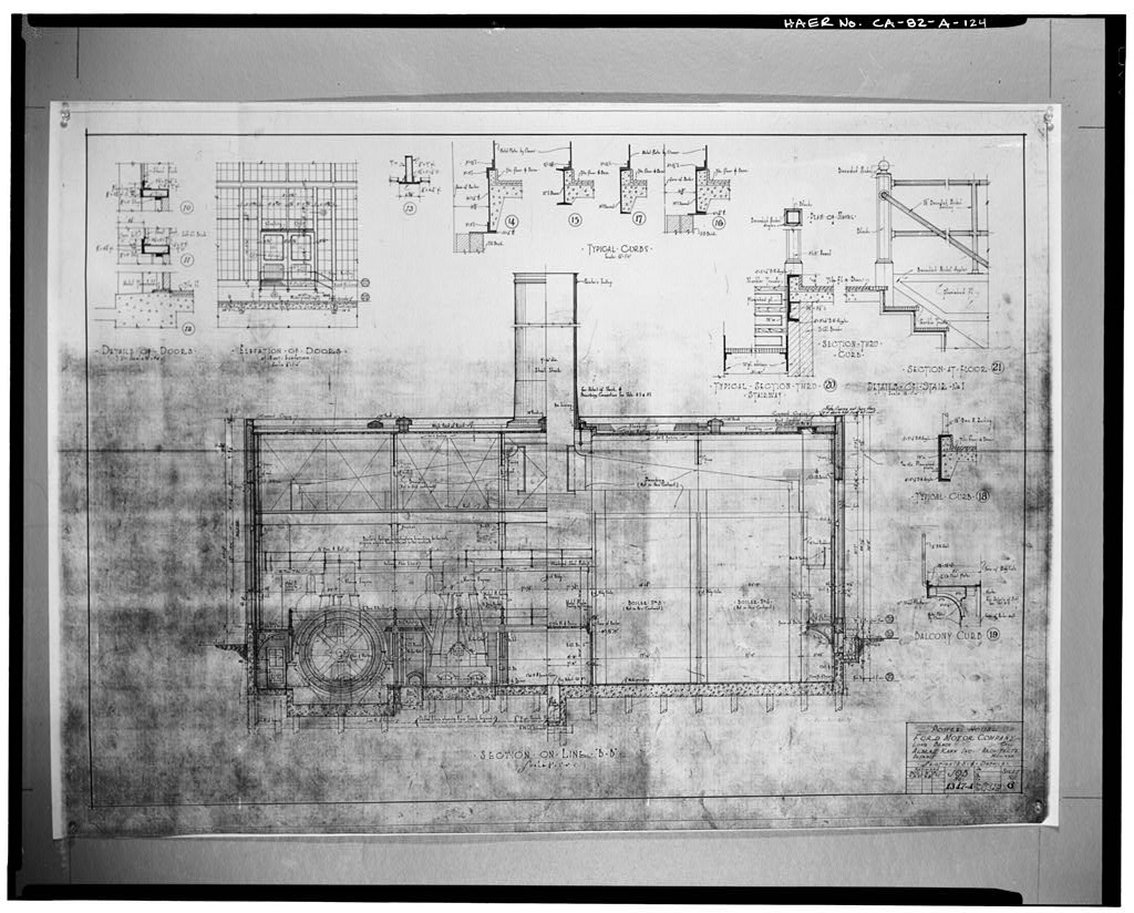 1927, POWER HOUSE; FORD MOTOR COMPANY; SECTION BB AND DETAILS