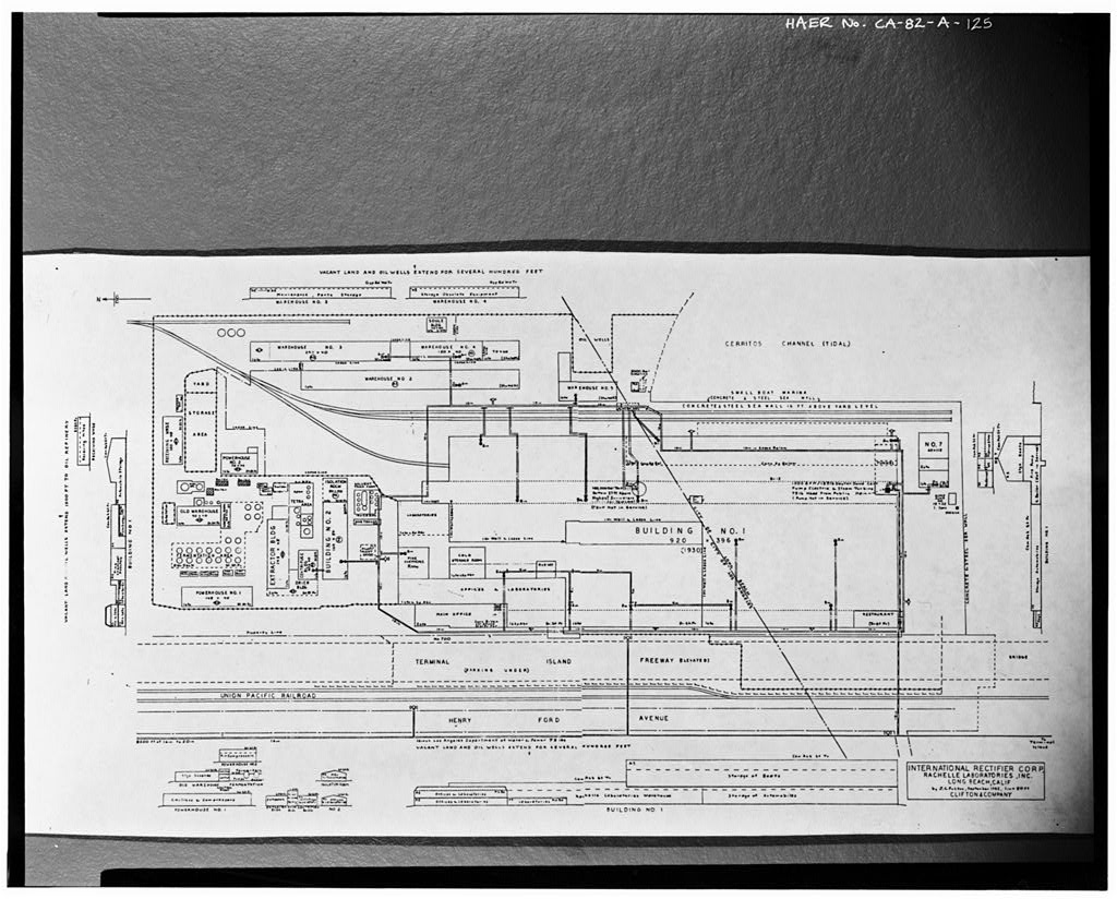 INTERNATIONAL RECTIFIER CORP., RACHELLE LABORATORIES, INC., LONG BEACH, CA, BY J.C. FULTON, SEPTEMBER 1982, LINE 5044, CLIFTON AND CO., ON FILE ENGINEERS DEPARTMENT, PORT OF LONG BEACH