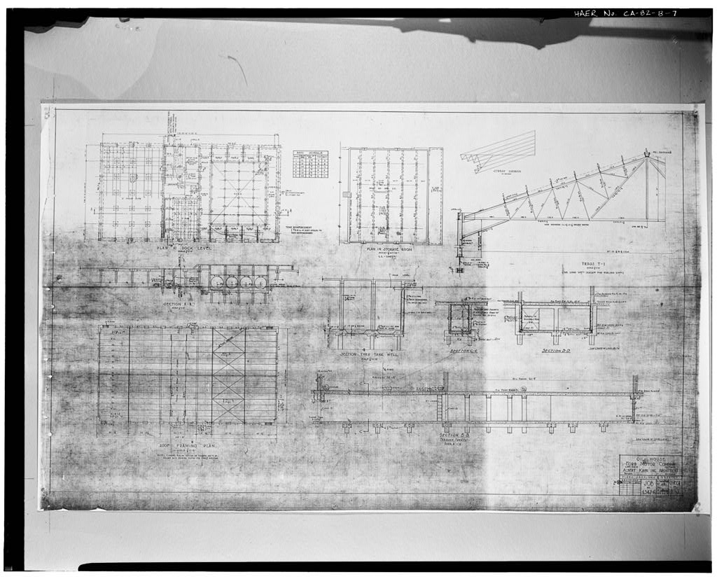 Ford Long Beach Assembly Plant 1929, OIL HOUSE, PLANS, SECTIONS AND DETAILS