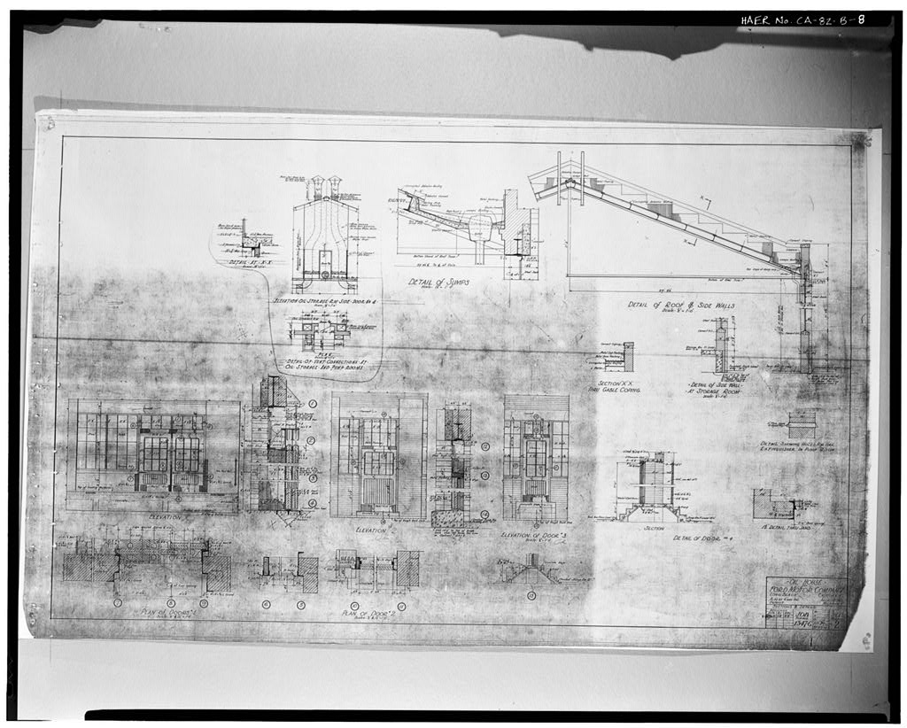 ord Long Beach Assembly Plant 1929/1930, OIL HOUSE, SECTIONS AND DETAILS