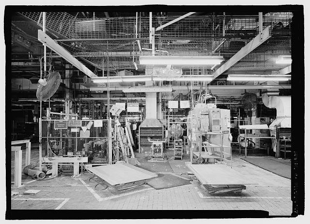 Ford River Rouge Plant B Building SECOND FLOOR, FACING EAST, X2, COLUMN 7, WINDSHIELD BUILD UP.