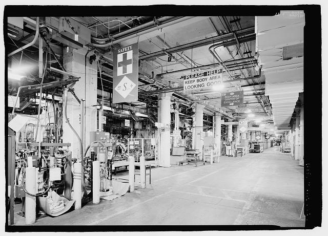 Ford River Rouge Plant B Building GENERAL OVERVIEW OF BODY AREA, X7, COLUMN 36, LOOKING NORTH ON FIRST FLOOR.