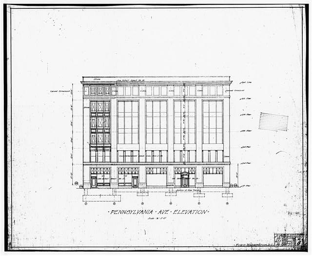Ford Building Washington DC Building Plans PENNSYLVANIA AVENUE (SOUTH) ELEVATION 
