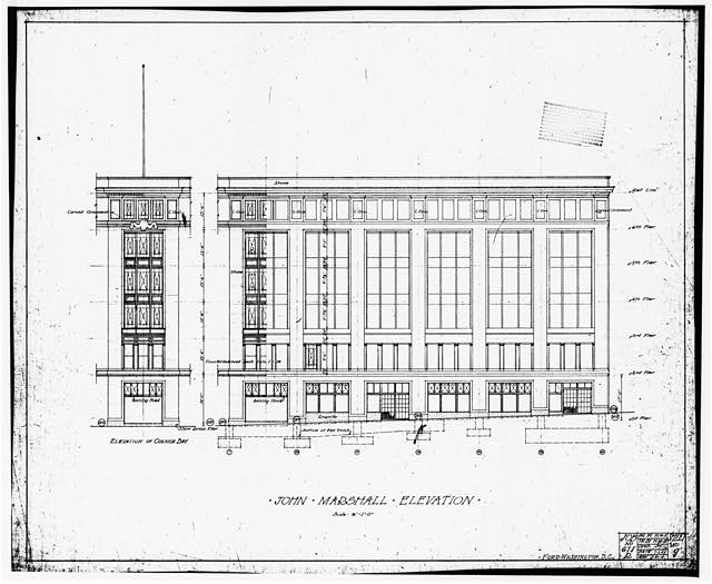 Ford Building Washington DC Building Plans JOHN MARSHALL PLACE (EAST) ELEVATION 